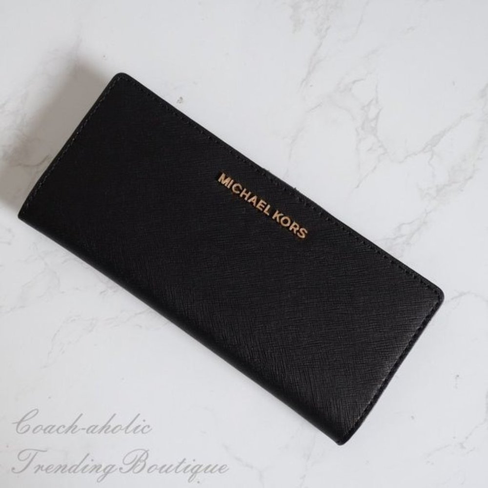 NWT Michael Kors Jet Set Flat Slim Bifold Wallet